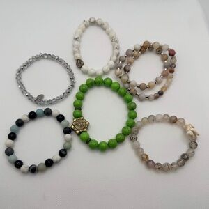 Boho Stretch Bracelet Bundle | Mixed Stone & Beaded Stack (7 pcs)